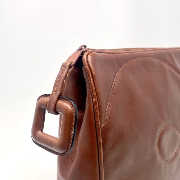 Vintage 70s Frances Patiky Stein Brown Leather Clutch - Picture 5 of 14